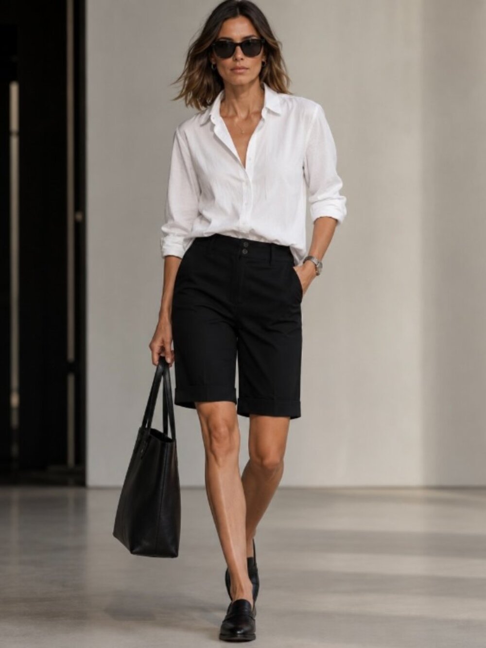 Women's Bermuda shorts black size 12 preppy Business casual travel